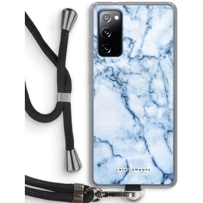 Afbeelding van Case Company® hoesje met Koord geschikt voor Samsung Galaxy S20 FE / 5G Blauw marmer Telefoonhoesje Zwart Bescherming aan alle Kanten en Over de Schermrand