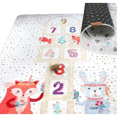 Afbeelding van Hamur Home Babyspeelmat antislip speelmat opvouwbare kruipmat babymat voor kinderen 150 x cm kinderkamers speelkamers machines (Hopschotch)