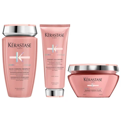 Afbeelding van Kerastase Chroma Absolu Bain Respect 250ml + Cica 200ml Masque Filler bundel/set/pakket