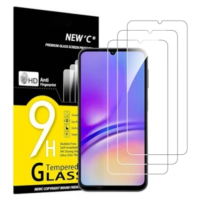 Afbeelding van NEW&#039;C 3 stuks displaybeschermfolie van gehard glas voor Samsung Galaxy A05, A05s, compatibel met hoesjes, krasbestendig, luchtbelvrij, extreem sterk
