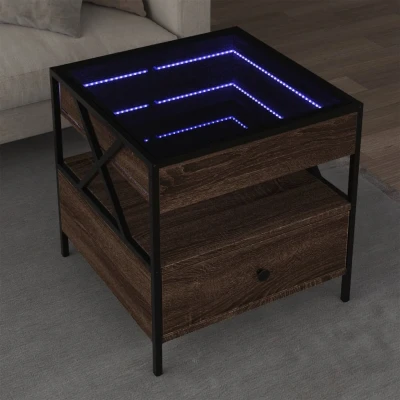Afbeelding van Salontafel met Infinity LED 50x50x51 cm bruin eikenkleurig