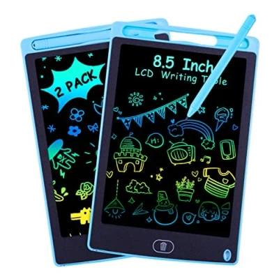 Afbeelding van Xespis Set van 2 lcd schrijfborden voor kinderen, 8,5 inch magisch bord, kleurrijk display, uitwisbaar schrijfblok, educatief speelgoed vanaf tot 3 4 jaar, blauw en cadeau