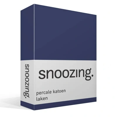 Afbeelding van Snoozing Laken Tweepersoons Percale katoen 200x260 cm Navy