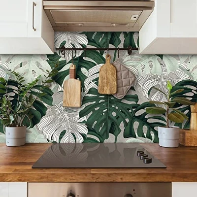 Afbeelding van CREARREDA 67138 Spatbescherming sticker voor de keuken, 180 x 60 cm, 100% gemaakt in Italië met niet giftige inkt, vlamvertragend en waterbestendig,