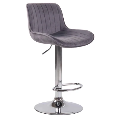 Afbeelding van Barkruk Mandal Velvet Chrome frame Donkergrijs