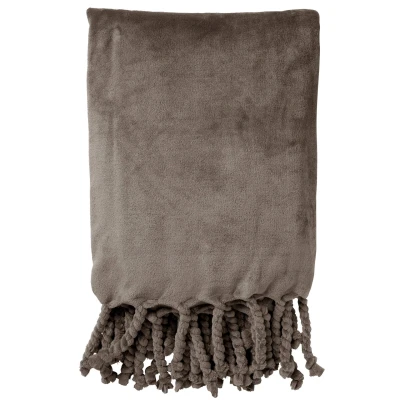 Afbeelding van Dutch Decor FLORIJN plaid 150 x200 cm grote fleece met flosjes Driftwood taupe