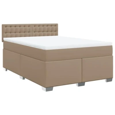 Afbeelding van vidaXL Boxspring met matras kunstleer cappuccinokleurig 140x200 cm