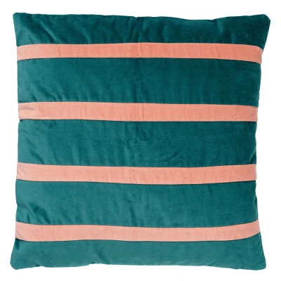 Afbeelding van Dutch Decor PEMM Kussenhoes Sierkussen velvet 45x45 cm sagebrush green groen roze strepen color blocking