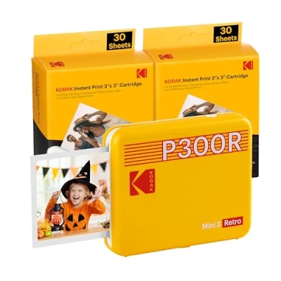 Afbeelding van Kodak Mini 3 Retro 2 in 1 Photo Printer Yellow + 60 Sheets Bundle