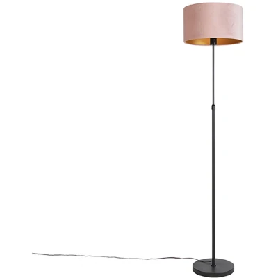 Afbeelding van QAZQA Vloerlamp zwart met velours kap roze goud 35 cm Parte