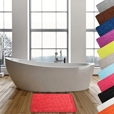 Afbeelding van MSV Badkamerkleedje/badmat tapijt kiezel motief vloermat rood 50 x 80 cm laagpolig