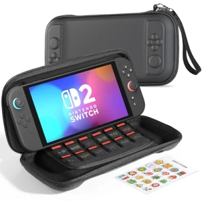 Image de HSIEHMIEN Étui de Protection Mince pour Nintendo Switch 2 (2025), Pochette Housse avec 12 Emplacements Cartes Jeu, Rigide Console et JoyCons