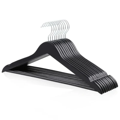 Afbeelding van Amazon Basics 10 stuks houten kleerhangers voor kleding en kostuum, eenheidsmaat, zwart, 44 cm