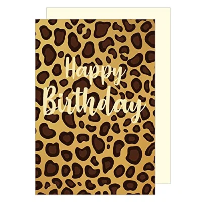 Afbeelding van Edition Seidel Hoogwaardige verjaardagskaart met gouden reliëf en envelop, wenskaart voor mannen vrouwen, luipaardmotief, G2854 SW023
