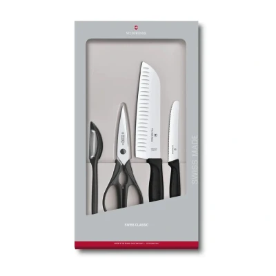 Afbeelding van Victorinox Swiss Classic Kitchen set 4 delig Messenset Zwart