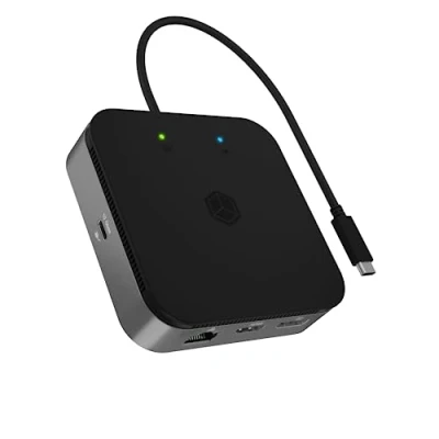Afbeelding van ICY BOX IB DK408 C41 USB4 (USB C) 8K laptop dockingstation Geschikt voor merk: Universeel Incl. laadfunctie, Ondersteunt 8K@30 Hz (1x) / 4K@30Hz (2x), USB C