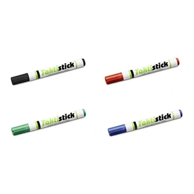 Afbeelding van Set van 4 Taktistick markers (droog afwisbaar) + 1 reinigingsdoek voor alle tactische varianten (ook borden en whiteboards)