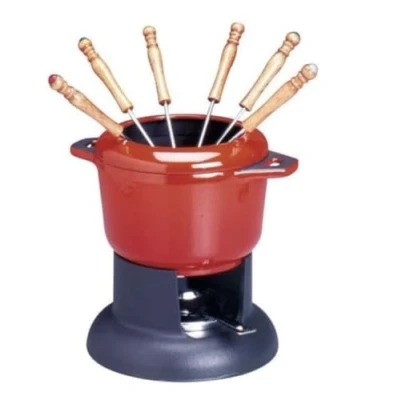 Image de Service à Fondue Standart fonte émaillée rouge *
