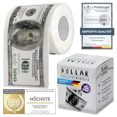 Afbeelding van US Dollar USD Toiletpapier, grappen in geschenkverpakking (dollar)