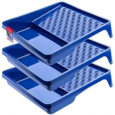Afbeelding van KADAX verfbak, kunststof verfbak met handvat, grote gelakte schaal, lichte accessoires, verf (3, blauw)