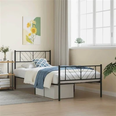 Afbeelding van vidaXL Bedframe met hoofd en voeteneinde metaal zwart 100x200 cm