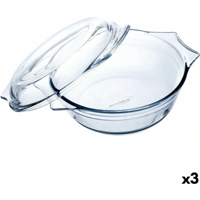 Afbeelding van Ovenschaal Ô Cuisine Ocuisine Vidrio Met deksel 27 x 24 11 cm Transparant Glas (3 Stuks)