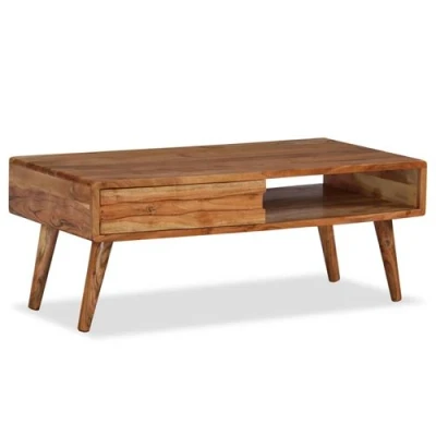 Afbeelding van vidaXL Salontafel met bewerkte lade 100x50x40 cm massief hout