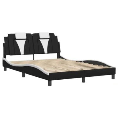Afbeelding van vidaXL Bedframe met LED verlichting kunstleer zwart en wit 120x200 cm