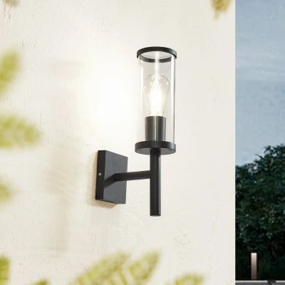 Afbeelding van Lucande buitenwandlamp Zanta, hoogte 39 cm, IP54, zwart