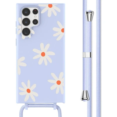 Afbeelding van imoshion hoesje Geschikt voor Samsung Galaxy S22 Ultra met koord Siliconen design Meerkleurig / Lila Flower Distance