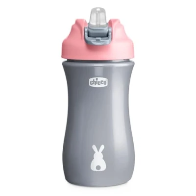 Afbeelding van Chicco Pop up Cup, druppelvrij glas voor kinderen, praktische opening, siliconen uitloop, luchtdichte sluiting, gemakkelijk mee te nemen, kinderen van 2 jaar, inhoud 350 ml, roze