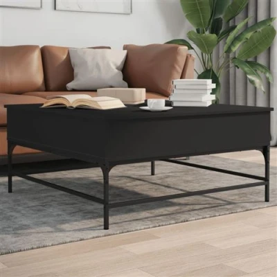 Afbeelding van vidaXL Salontafel 95x95x45 cm bewerkt hout en metaal zwart