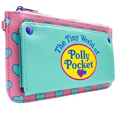 Afbeelding van The Tiny World of Polly Pocket portemonnee met hartmotief, muntzakje en kaarthouder, roze, Veelkleurig., Clutch
