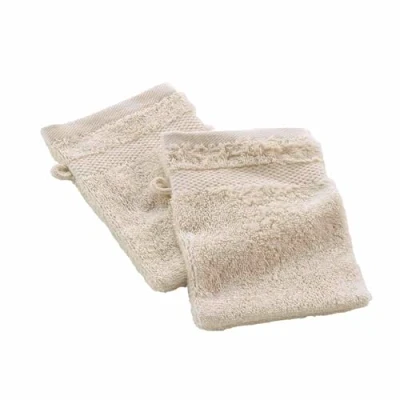 Afbeelding van douceur d&#039;intérieur, 2 washandjes (15 x 21 cm) Elegance Sable, 100% katoen, effen