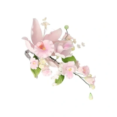 Afbeelding van Cake Company Roze orchideeënboeket 1 stuk (1 x 50 g) taartdecoratie voor bruiloft en verjaardag