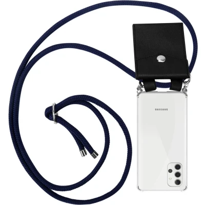 Afbeelding van Cadorabo Hoesje geschikt voor Samsung Galaxy A32 4G in ROBIJN ROOD Silicone Mobiele telefoon ketting beschermhoes met zilveren ringen, koordriem en afneembaar etui