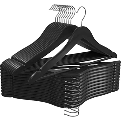 Afbeelding van Utopia Home Hoogwaardige kleerhangers van hout, voor volwassenen, antislip hout (zwart, 20 stuks)