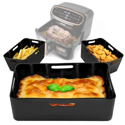 Afbeelding van Duronic AFL3 Pack de 3 Moules en silicone Plats Réutilisables Accessoires pour Friteuse à Air Fryer Inserts antiadhésifs compatibles avec AF34 AF24 ou autres airfryers
