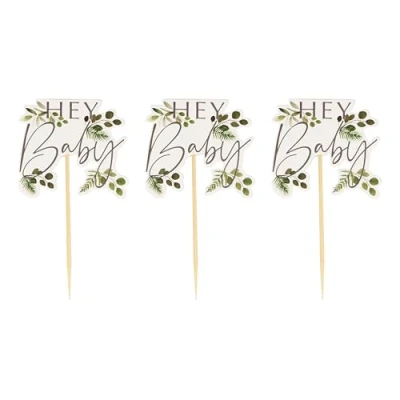 Afbeelding van Botanical Baby Cupcake Toppers Hey (12 stuks)