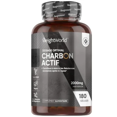 Afbeelding van WeightWorld Actieve Kool capsules 2000 mg 180 vegan Bij gasophoping in de darmen