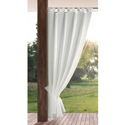 Afbeelding van Eurofirany Garden Outdoorgordijn met lussen, afneembare zonwering, inkijkbescherming, winddicht, waterdicht, voor paviljoen, terras, pergola, 155 x 260 cm, wit