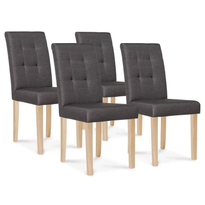 Afbeelding van Lot de 4 chaises POLGA capitonnées gris anthracite pour salle à manger