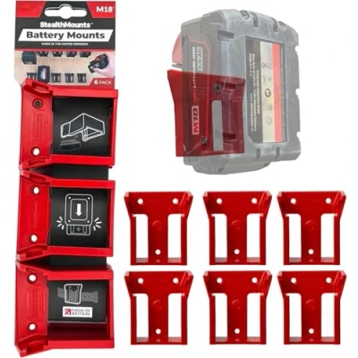 Afbeelding van StealthMounts BM MW18 RED 6 Accuhouder voor Milwaukee M18 Rood pack
