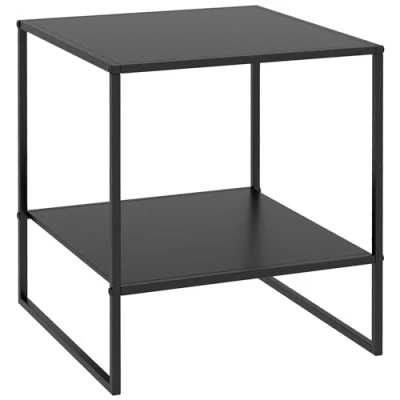 Afbeelding van HOMCOM Vierkante salontafel, bijzettafel, bankpunt, industriële stijl, staal, met plank, voor woonkamer, slaapkamer, balkon, 40 x 45 cm, zwart