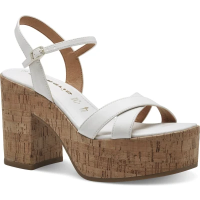 Afbeelding van Tamaris Dames 1 28054 42 sandalen met hak, wit, 40 EU