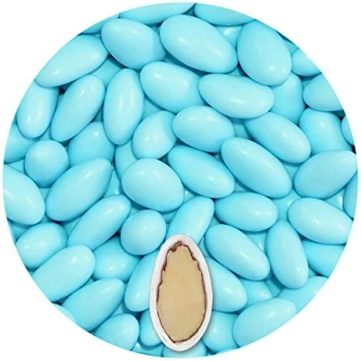 Afbeelding van EinsSein 0,5kg Suiker amandelen bruiloft Colorato lichtblauw glans suikerbonen wit bruitssuiker dragees confetti kleuren pure omhuld coating suikerlaagje boontjes geboorte communie candy bar candybar