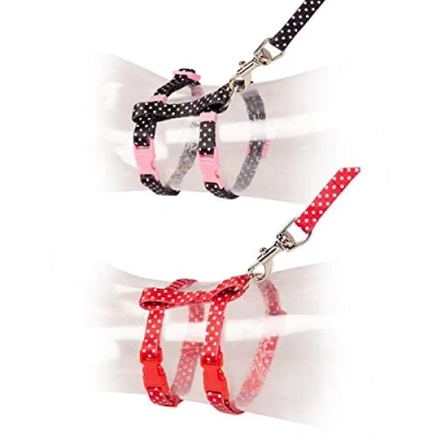 Afbeelding van Duvo+ Kat Wandelset Witte Bollen Zwart/Rood 20 35cm / 10mm 125cm