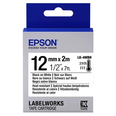Image de epson tape lk 4wbh heat resist blk wh 12/2 noir