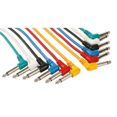 Afbeelding van Set patchkabels jack 6.35 mm mannelijk 90 graden naar mono 1 m 6 st. Velleman