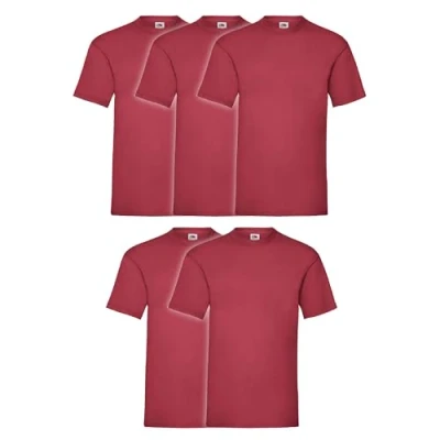 Afbeelding van Fruit of the Loom Valueweight T shirt voor heren, 5 stuks, donkerrood + Myshirt gymtas